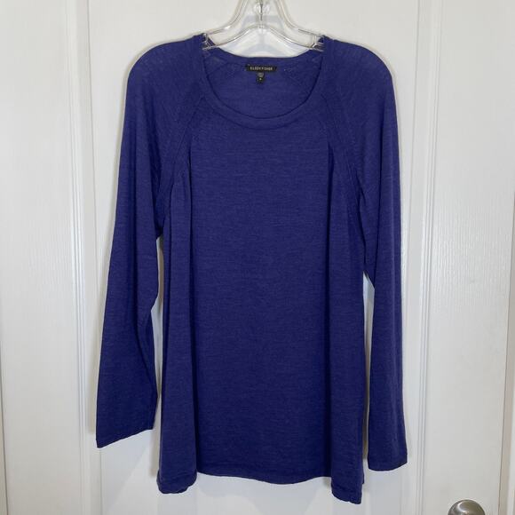 Eileen Fisher Sweaters - Eileen Fisher Royal Blue 100% Merino Wool Sweater Scoop Neck Winter Fall XL